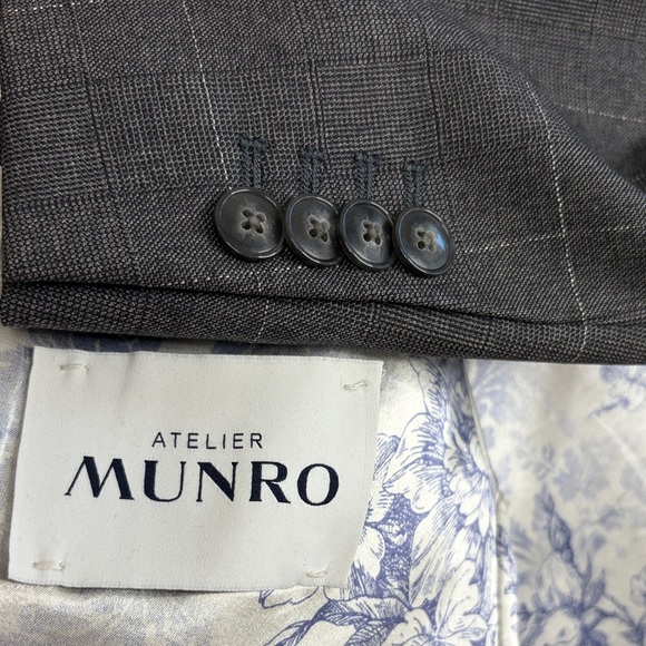 Atelier Munro Other - Atelier Munro Sport Coat Mens 40S Gray Glencheck Windowpane Wool Custom Made